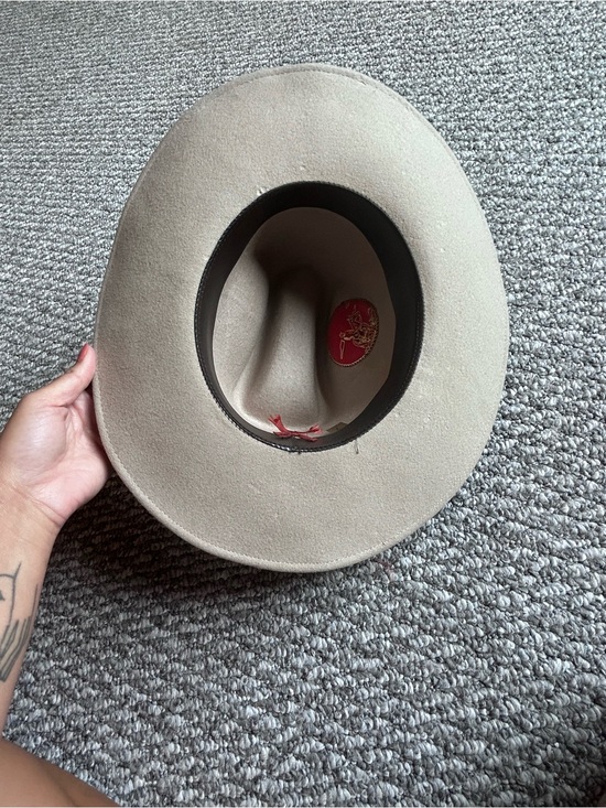 Vintage Bollman 1941-1959 Men/Woman Taupe Felt Fedora Hat with Feather Trim